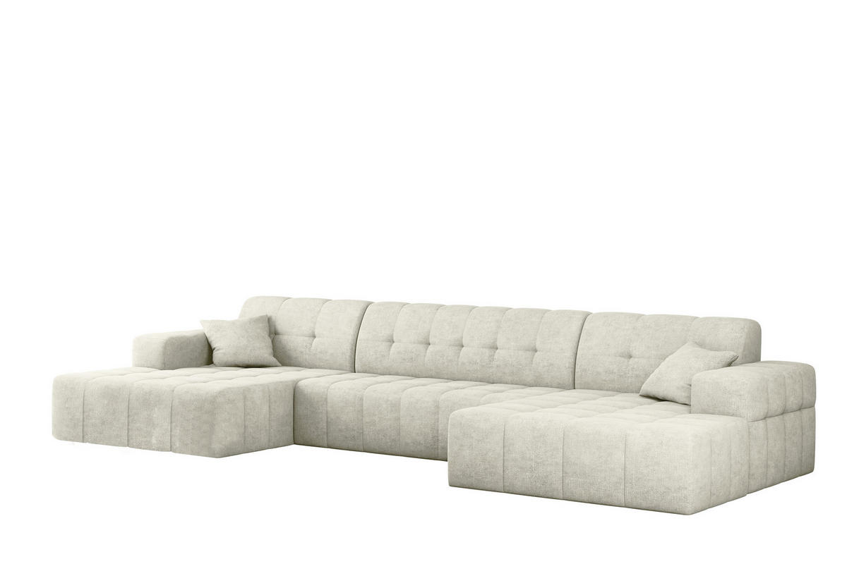 ECKSOFA U-form NIMES Stoff Perfect Harmony Creme - Creme, Holz/Kunststoff (168/350cm) - Kaiser Möbel