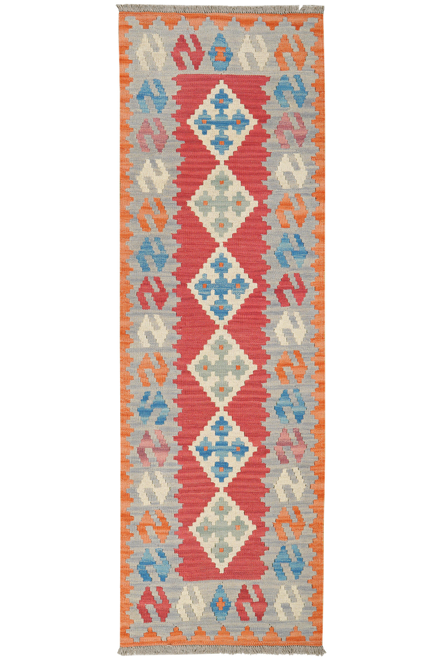 HANDWEBTEPPICH Kelim Gashgai Rot 197/63 cm Schurwolle - Rot, Textil (63/197cm) - Looma