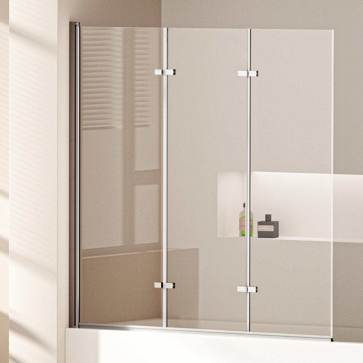 DUSCHWAND für Badewannen Faltbar mit Schwenkfunktion 140/130 cm - Transparent, Glas (130/140cm) - EMKE
