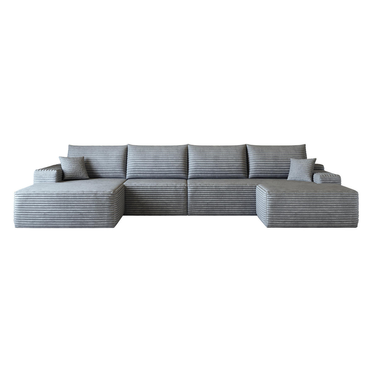 WOHNLANDSCHAFT DE-34857 U-Form 3-Sitzer Chaiselongue links Grau - Grau, Textil (175/83/270cm) - ComfortXL