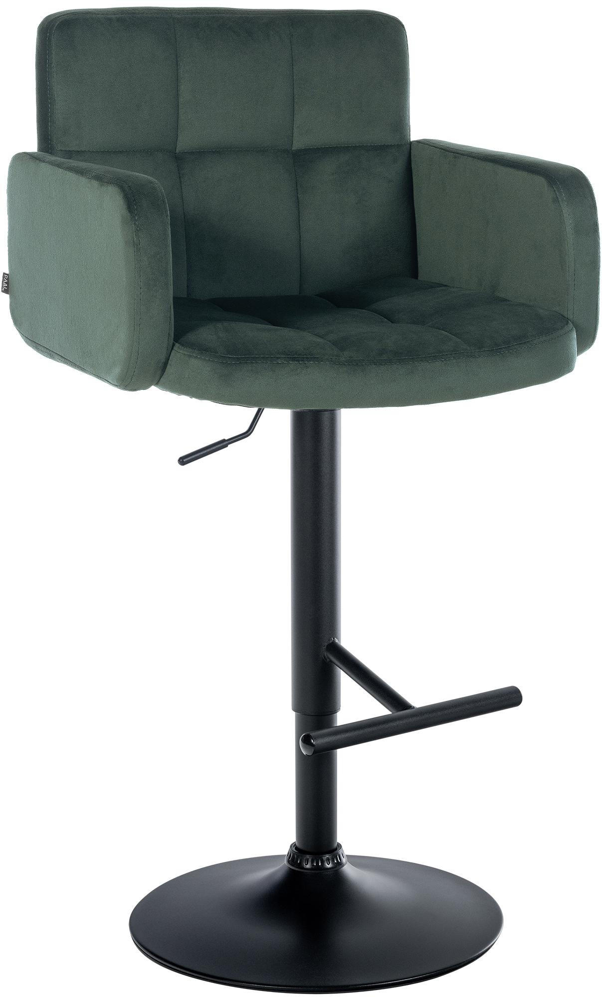 BARHOCKER Samt Dunkelgrün - Dunkelgrün/Schwarz, Textil/Metall (60/93/56cm) - CLP