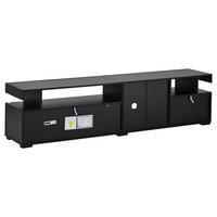 TV-ELEMENT 180/35/45 cm Schwarz mit 3 Türen und verstellbaren Einlegeböden aus gehärtetem Glas - Schwarz, Holz (180/45/35cm) - Oxeza