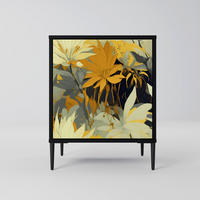 SIDEBOARD SUNKISSED LILY, Schwarz, 57,5x42x72,5 cm, Schwarze Metallfüße - Multicolor/Schwarz, Holzwerkstoff/Metall (57.5/72.5/42cm) - SpaceRebels