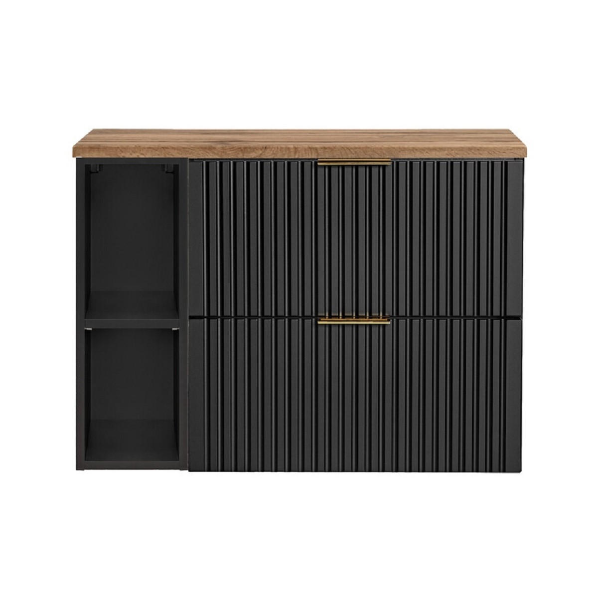 Milaros Markt Badmöbel-Set Schwarz, Eiche Wotan 80x57x46.6 cm