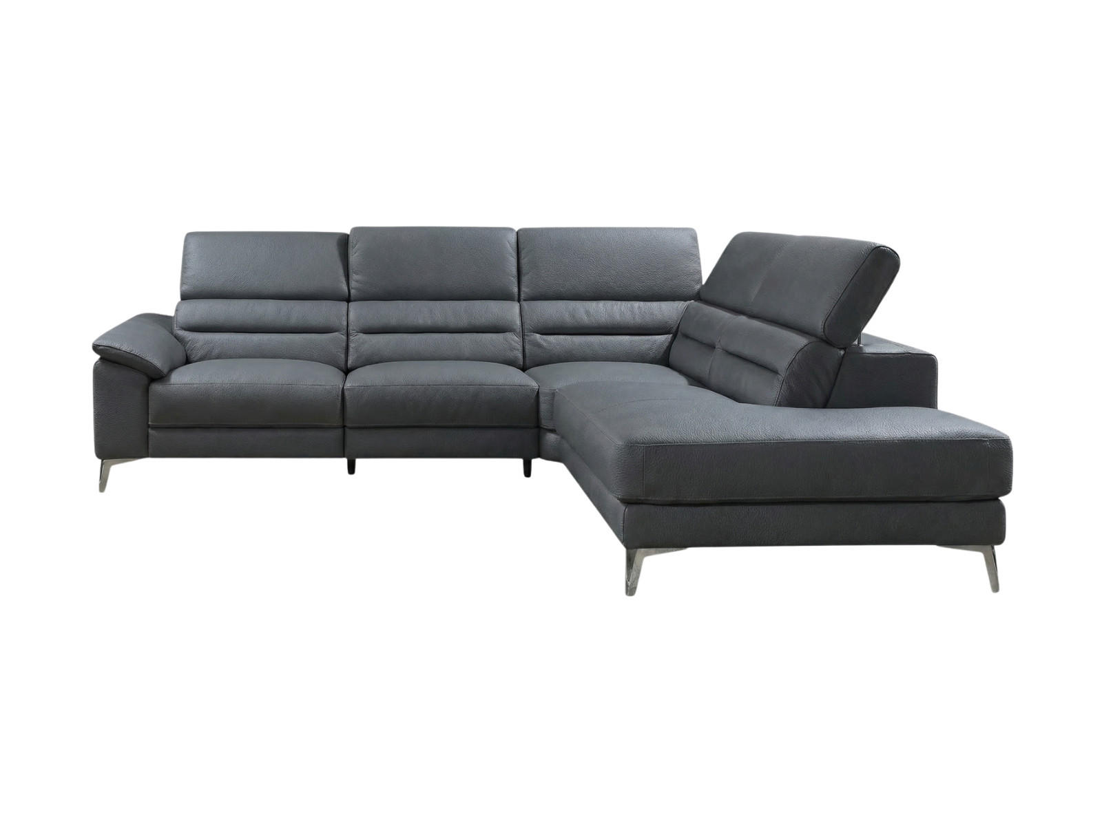 ECKSOFA Tucano Echtleder Anthrazit - Anthrazit, Leder/Metall (258/232cm)