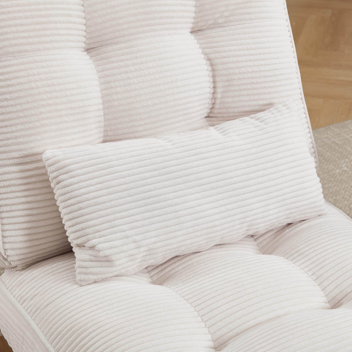 SESSEL Cord Beige mit verstellbarer Rückenlehne und Lendenkissen - Beige, Holzwerkstoff/Textil (73/90/127cm) - WISHDOR