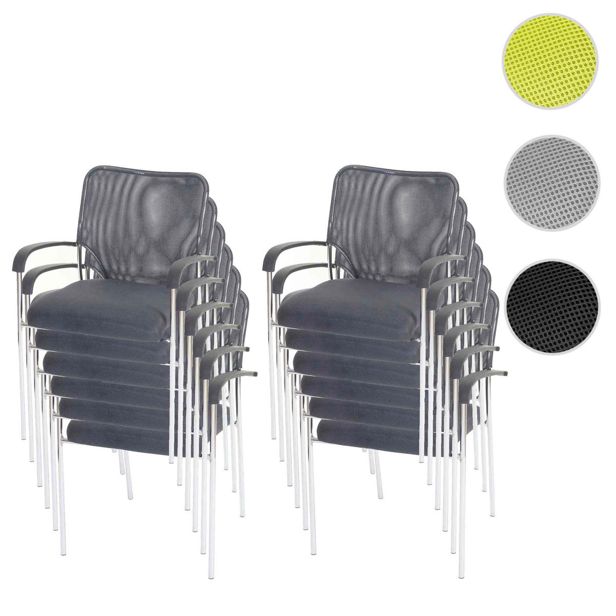 BESUCHERSTUHL 12ER-SET Grau - Grau, Textil (55/83/60cm) - MCW