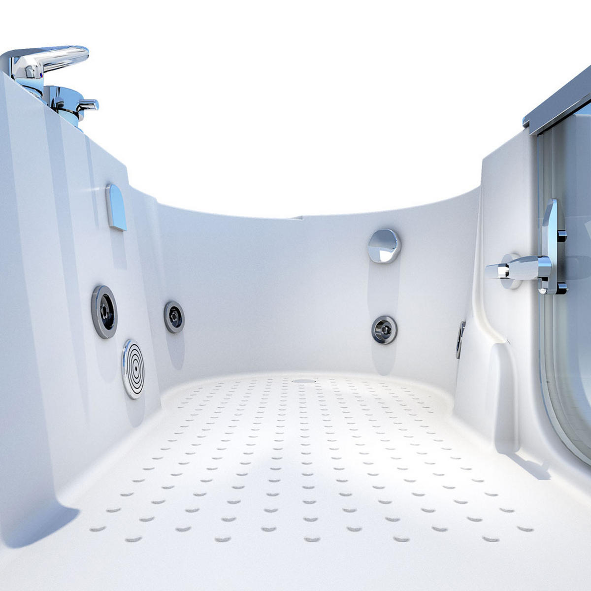 SENIORENWANNE mit Tür S12-EH-WP-L - Weiß, Glas/Kunststoff (85/60/170cm) - AcquaVapore by Sandra Jentho