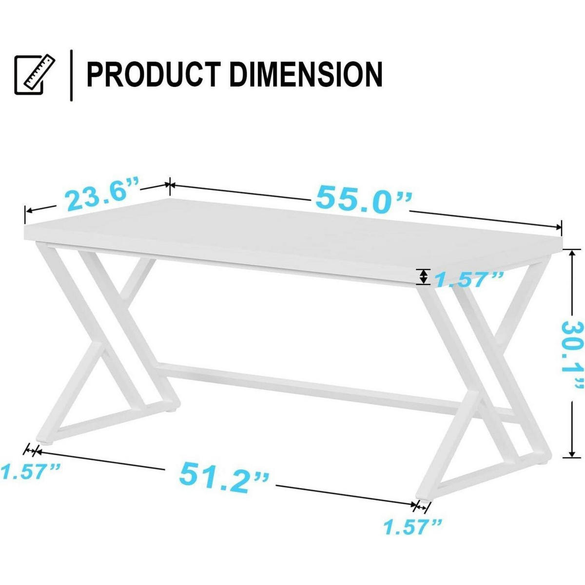 SCHREIBTISCH 140 x 60 x 75.5 cm Weiß - Weiß, Metall (60/140/75.5cm)