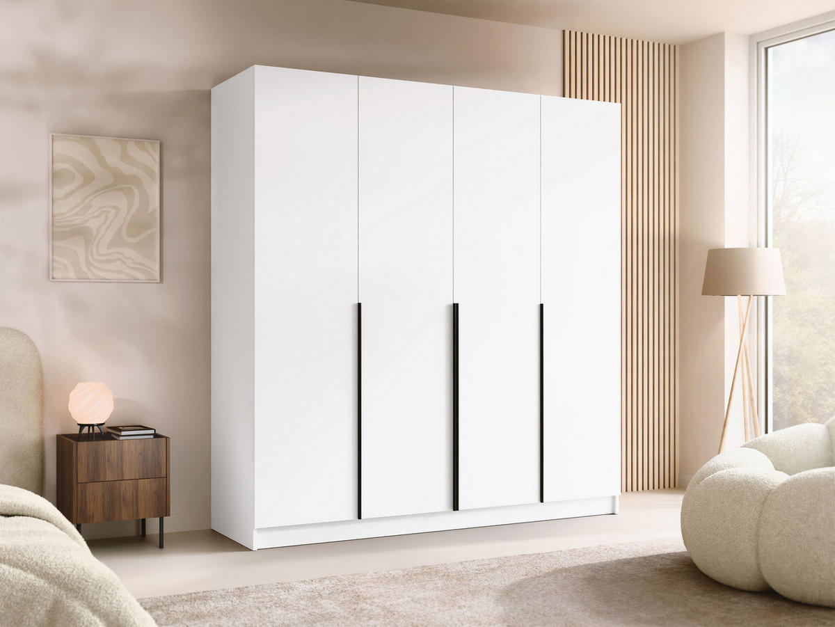 KLEIDERSCHRANK Santi I - Schwarz/Weiß, Holzwerkstoff/Metall (200/215/58cm) - MIRJAN24