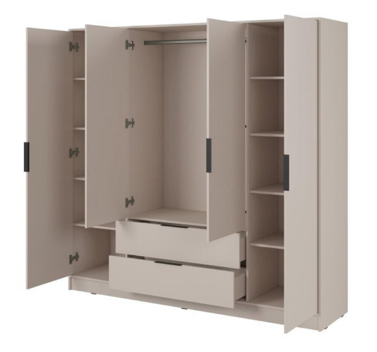 SCHRANK Kaschmir ELLY 4D Mit Regalen Und Schubladen - Kaschmir/Beige, Holzwerkstoff (206/200/51cm) - Sepro Meble