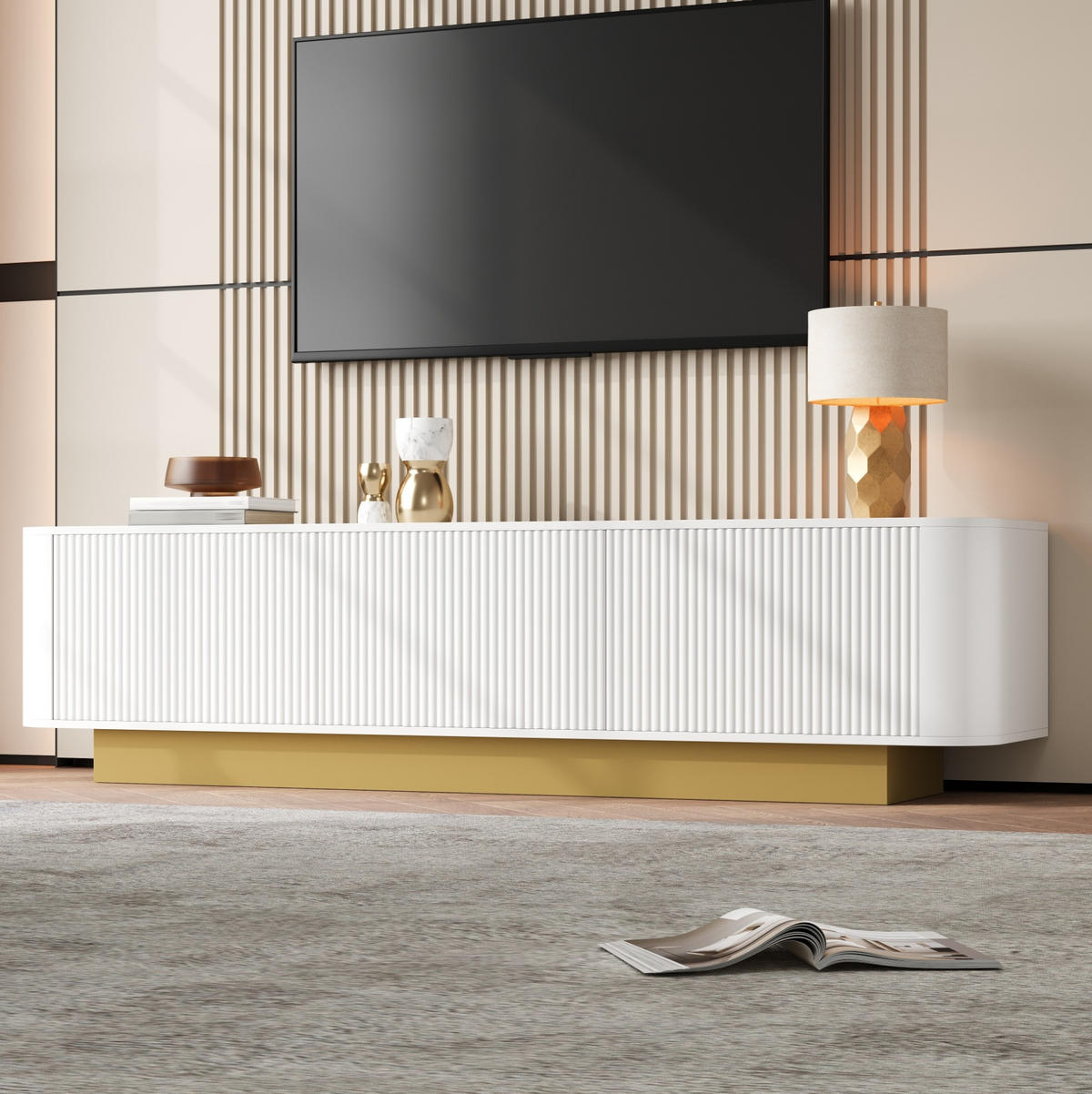 TV-LOWBOARD mit Stauraum 170 x 40,5 x 47 cm MDF/PB Weiß - Weiß, Holzwerkstoff (40.5/47/170cm) - Beauniv
