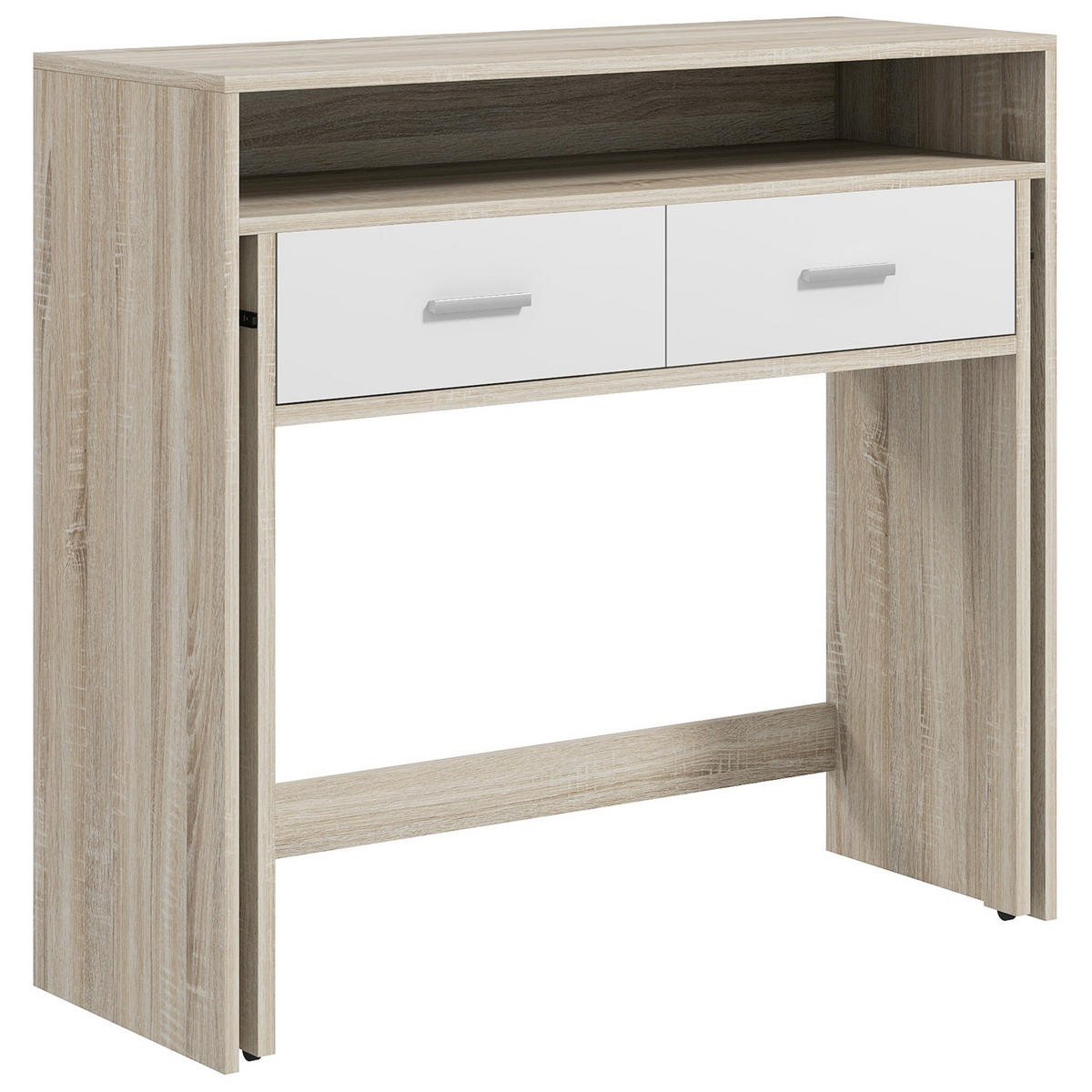 KONSOLENTISCH DE-16767 Schiebefläche & 2 Schubladen Eiche/Weiß - Eichefarben, Holzwerkstoff (95/35/87cm) - ComfortXL