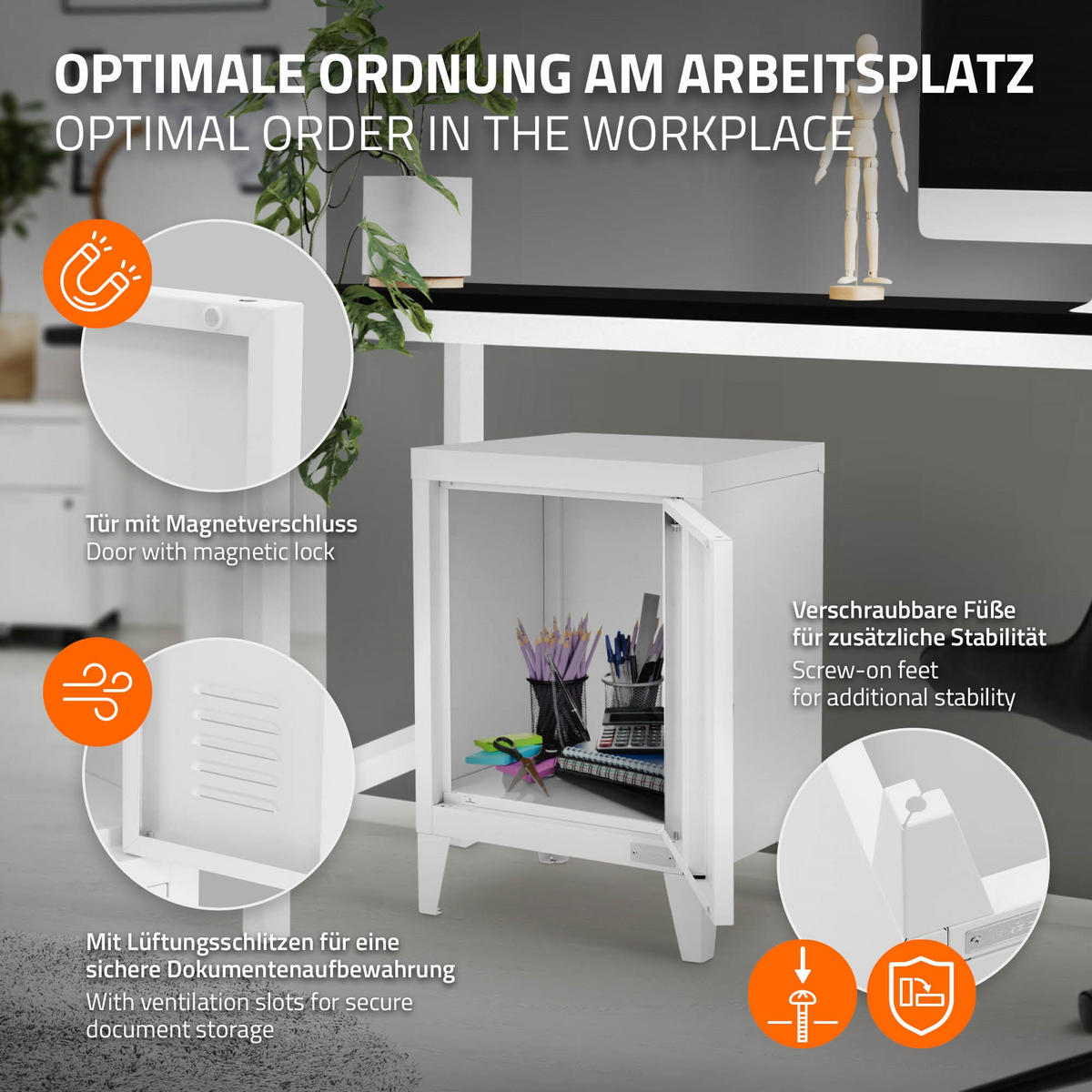 AKTENSCHRANK 40x30x57,5 cm Weiß aus Stahl - Weiß, Metall (30/57.5/40cm) - ML-DESIGN
