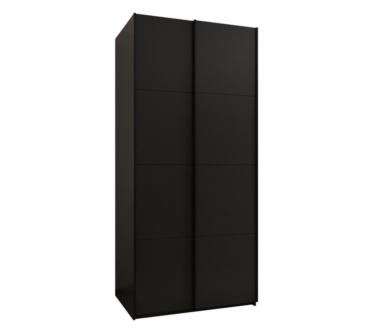 SCHWEBETÜRENSCHRANK 245,5/100/64 2-türig - Schwarz, Holz/Metall (100/245/64cm) - Abiks Möbel