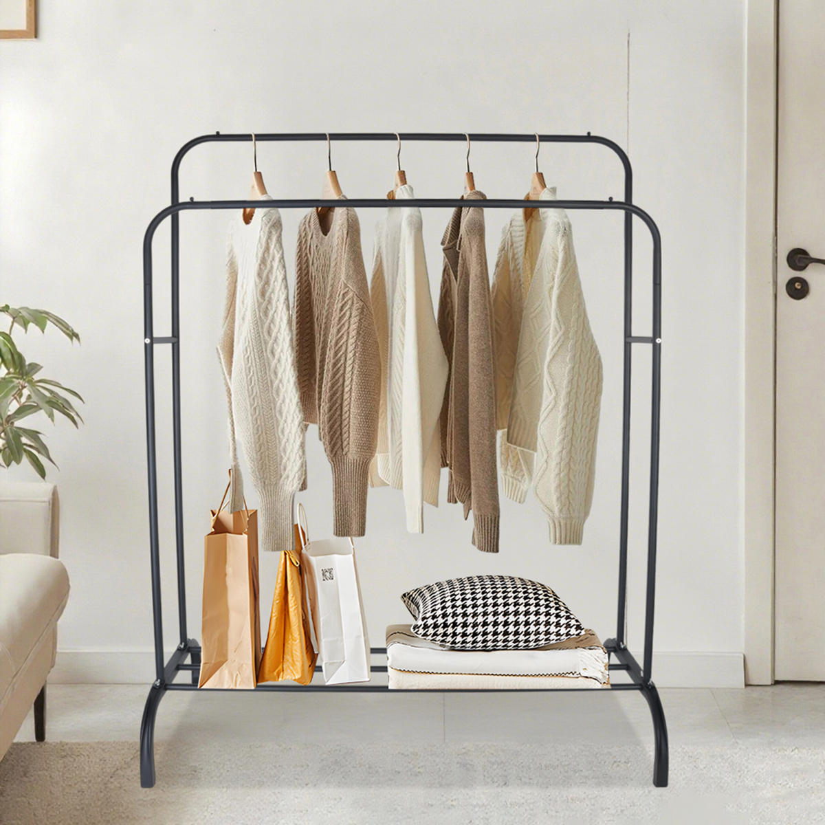 KLEIDERSTÄNDER - Schwarz, Kunststoff/Metall (110/148/55cm) - Relaxdays