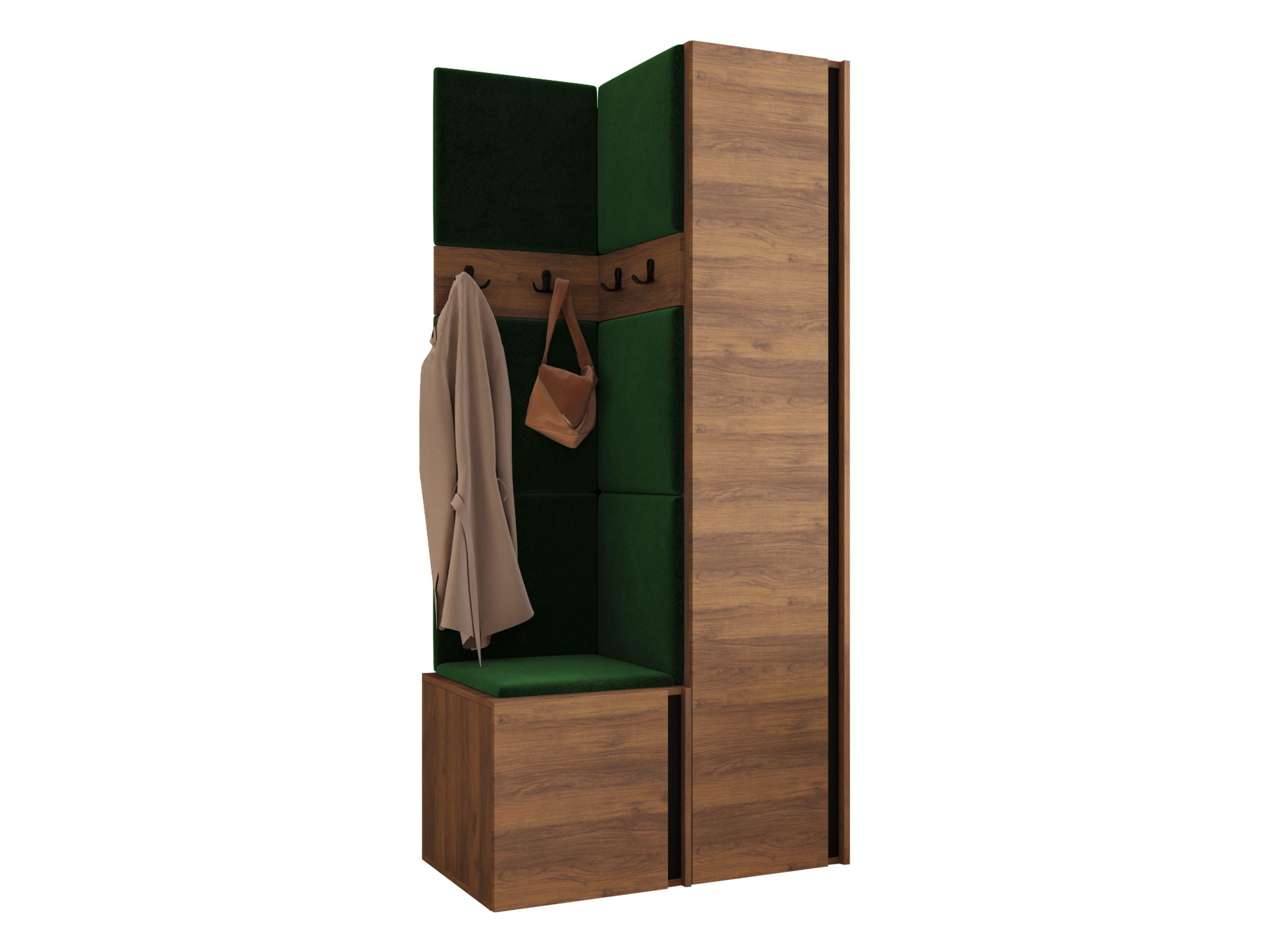 Mirjan24 Garderoben-Set Nussbaum, Grün 82x186x46 cm