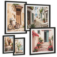 BILDER SET 5er Set - 50x50 cm & 20x30 cm & 40x60 cm Schwarzer Rahmen - Charmante Küstenstraßen - Schwarz, Kunststoff (40/60cm) - TULUP