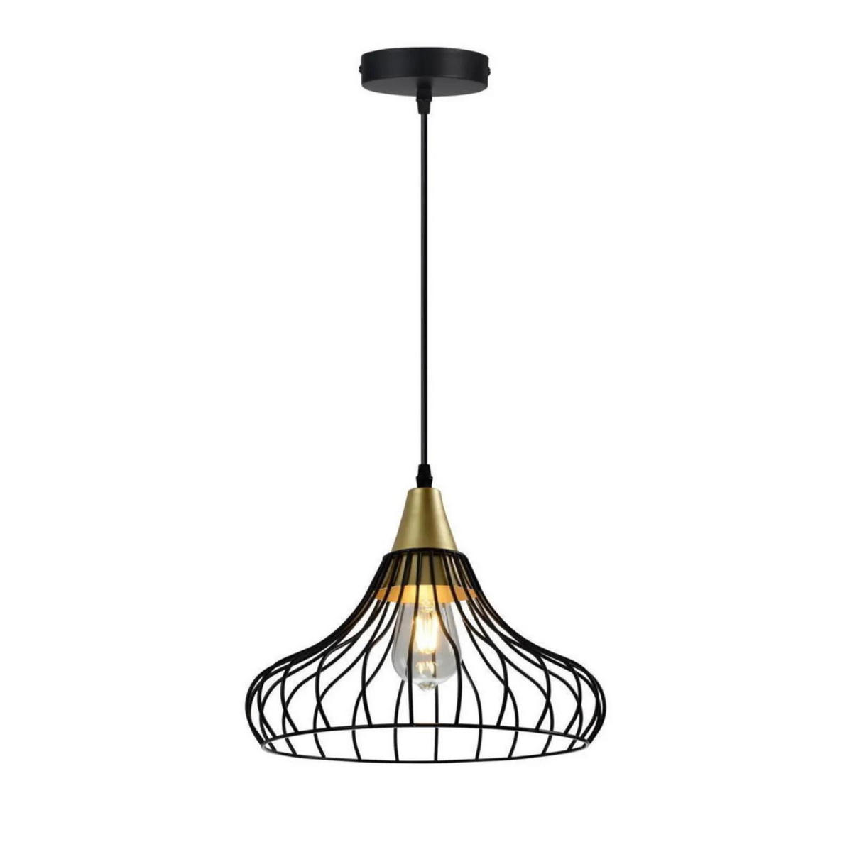 PENDELLEUCHTE LOTTE Schwarz - Goldfarben/Schwarz, Metall (16.5/16.5/149cm)