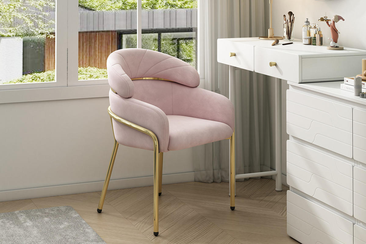 ESSZIMMERSTUHL Samt Rosa Metallbeine - Pink, Textil (54.5/79/56.9cm) - FLIEKS