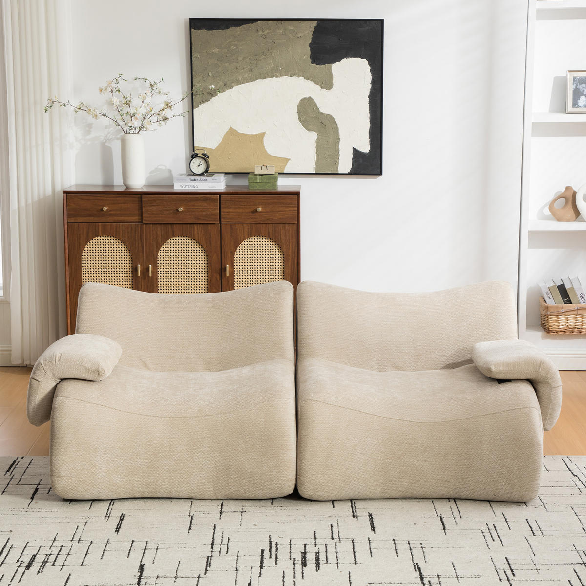 2-SITZER SOFA Chenille Khaki - Hellbraun, Textil (199/72.5/92cm) - WISHDOR