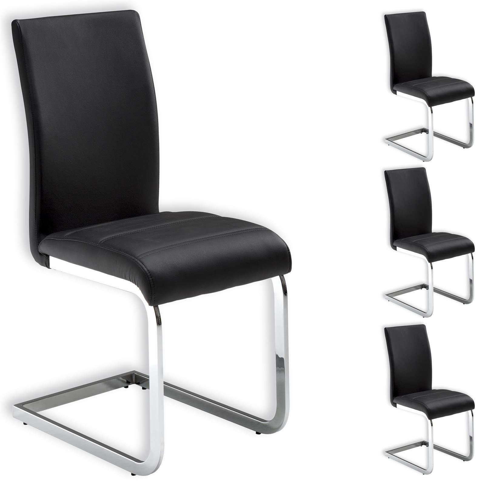 SCHWINGSTUHL LETICIA 4ER-SET - Schwarz, Textil/Metall (42/96/57cm) - IDIMEX