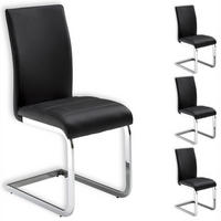 SCHWINGSTUHL LETICIA 4ER-SET - Schwarz, Textil/Metall (42/96/57cm) - IDIMEX