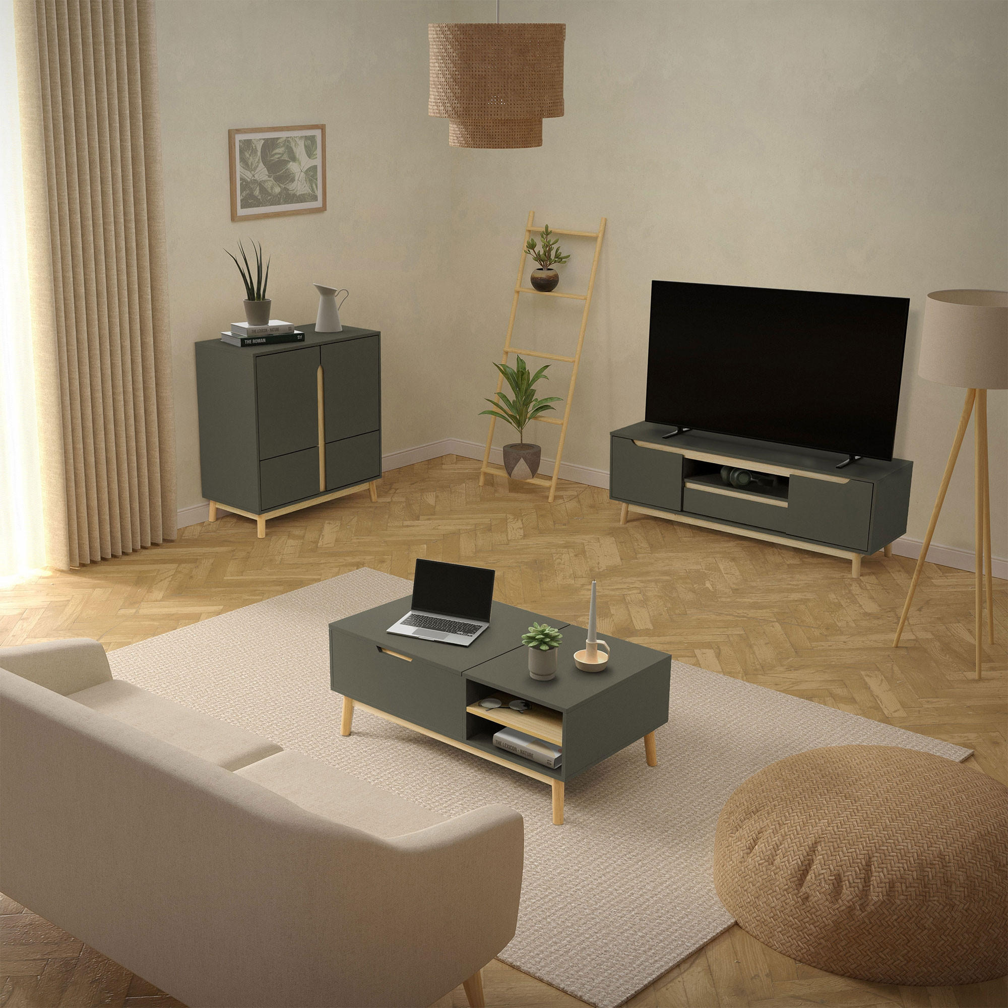 SIDEBOARD - Grau, Holz (40/86/80cm) - ML-DESIGN