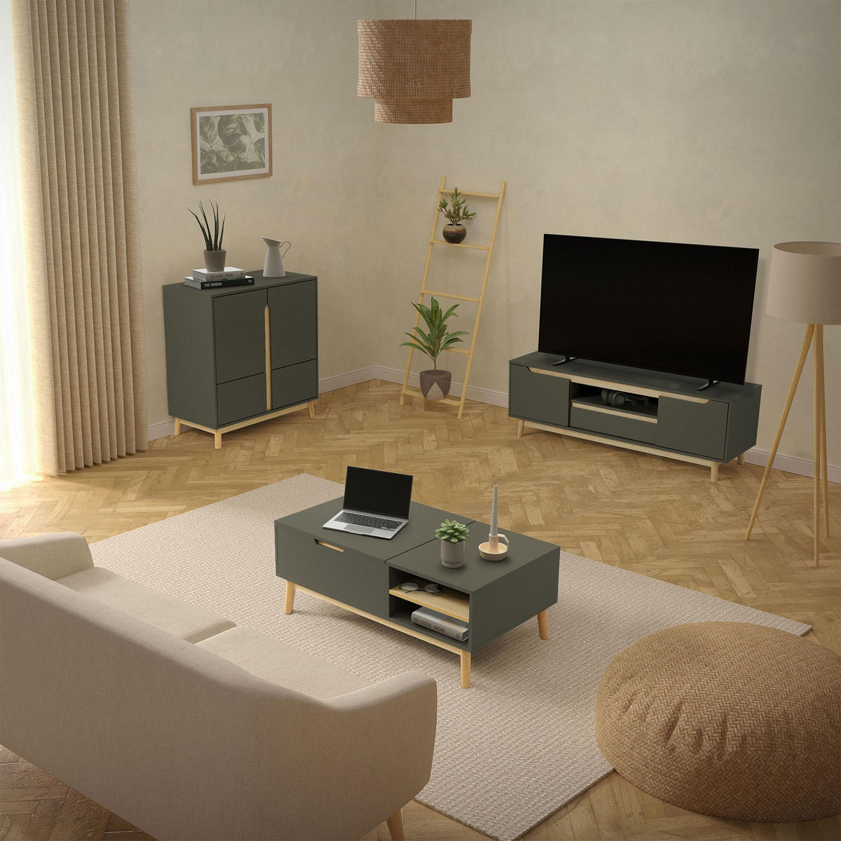 SIDEBOARD - Grau, Holz (40/86/80cm) - ML-DESIGN