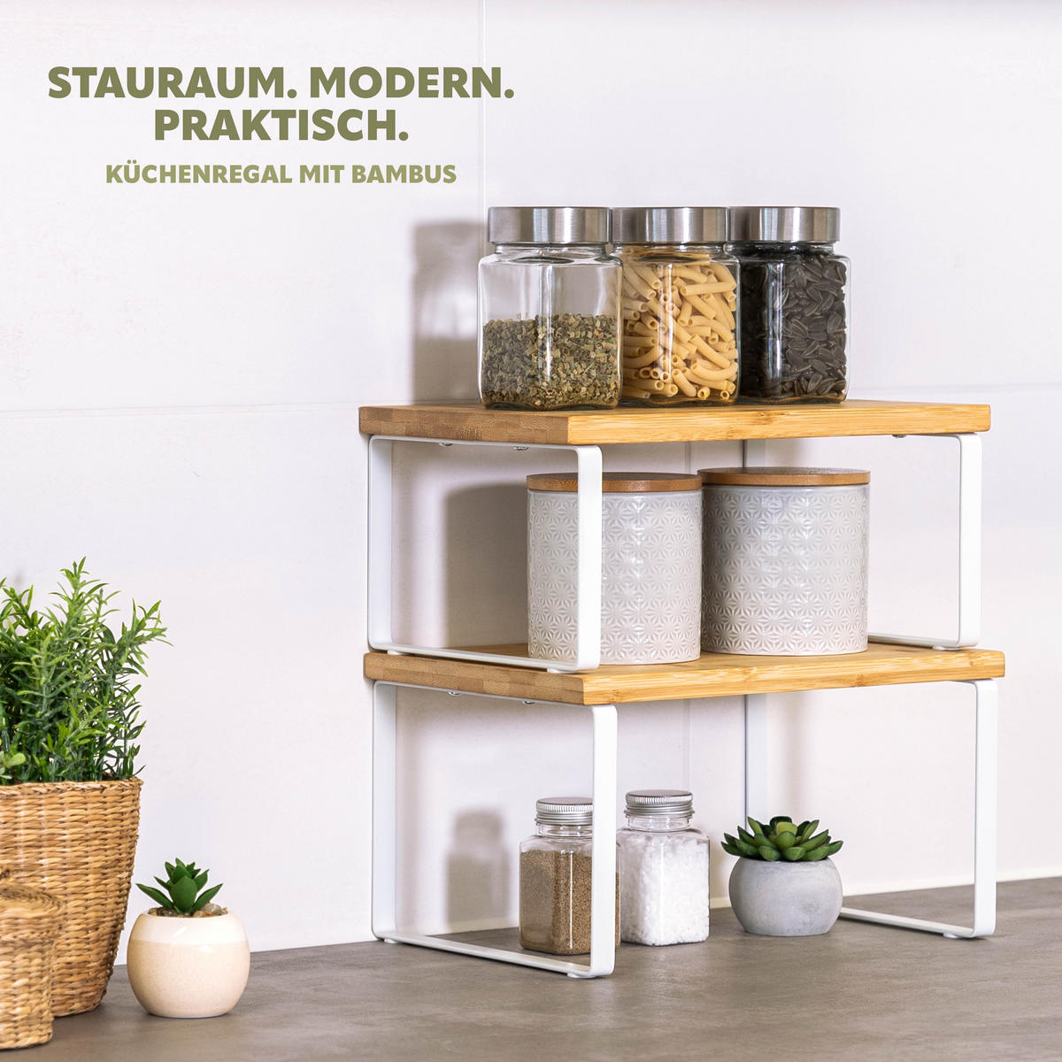GEWÜRZREGALE 2er-Set, weiß - Weiß, Holz (30/16/20cm) - bremermann