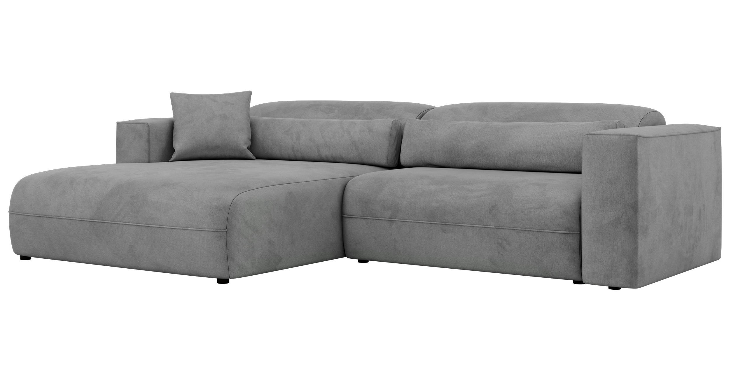 ECKSOFA PAZURRO L - Hellgrau Velvet - Links Seite - Hellgrau/Schwarz, Kunststoff/Textil (288/180cm) - MKS