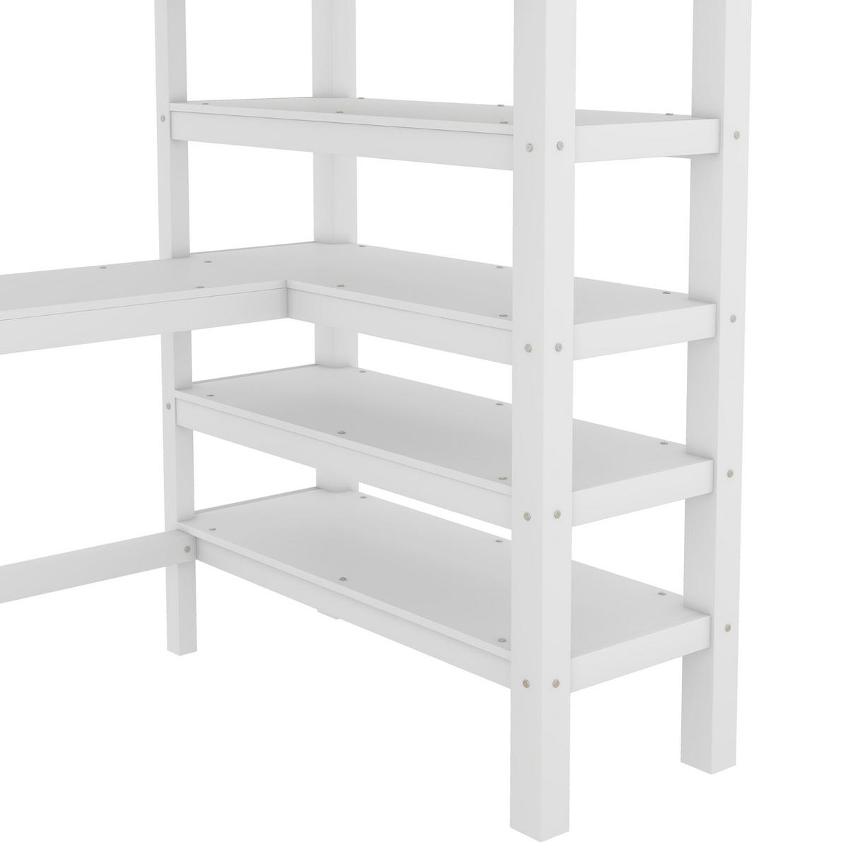 HOCHBETT 90/200 cm Weiß aus Kiefernholz und MDF mit Schreibtisch und Ablagefächern - Weiß, Holzwerkstoff (90/200cm) - OKMYHOME
