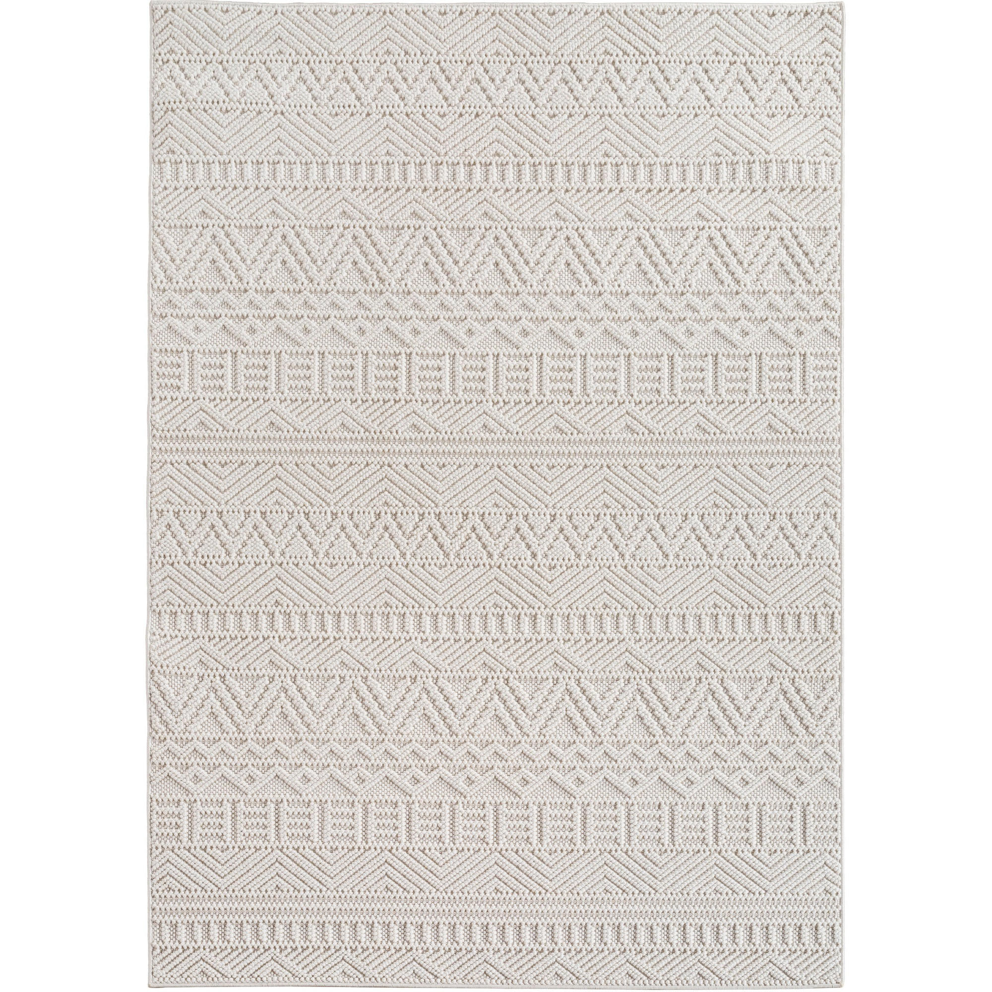TEPPICH Flachgewebe LANGAU in Creme, mit Ethno-Streifen, 160 x 230 cm - Creme, Textil (160/230cm) - KADIMA DESIGN