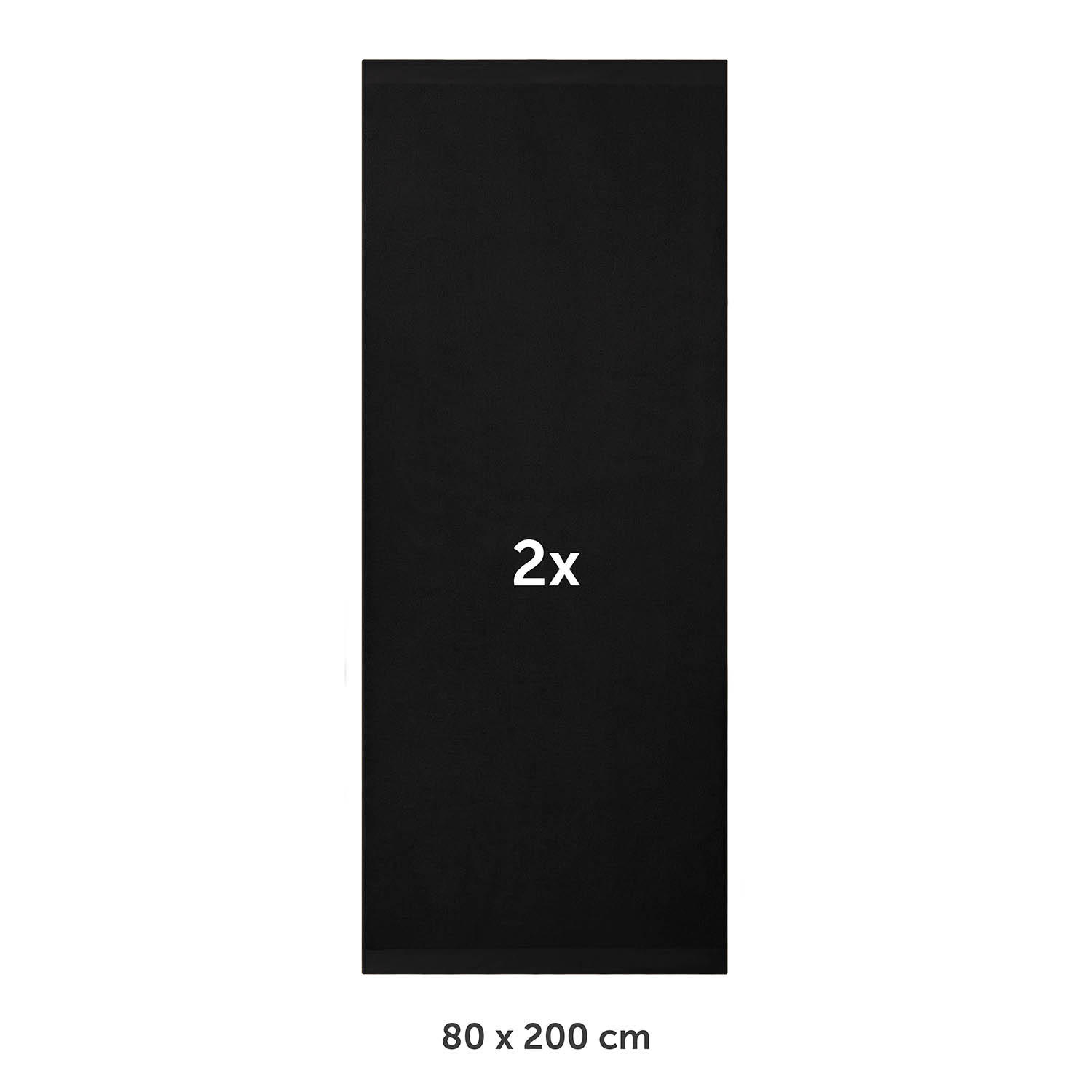 SAUNATUCH 2er-Set, 2x Saunatuch 80/200 cm, Schwarz - Schwarz, Textil (80/200cm) - Blumtal