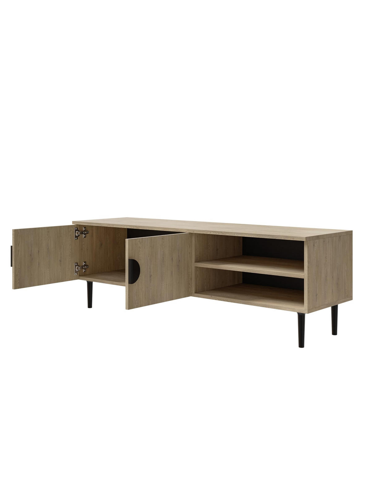 TV-SCHRANK Polly 137x45x40 cm - Lowboard mit Stauraum - Tv Ständer aus Laminierter Spanplatte - Eiche hell Farbe - Eichefarben, Holzwerkstoff (135/47/31.6cm) - Chilly