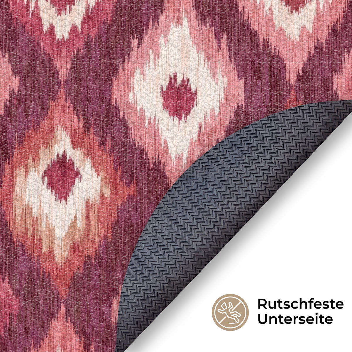 FUSSMATTE Diamantformen - Rosa - Muster - Textur Flurteppich 120x120 cm - Beere, Kunststoff (120/120cm) - MuchoWow