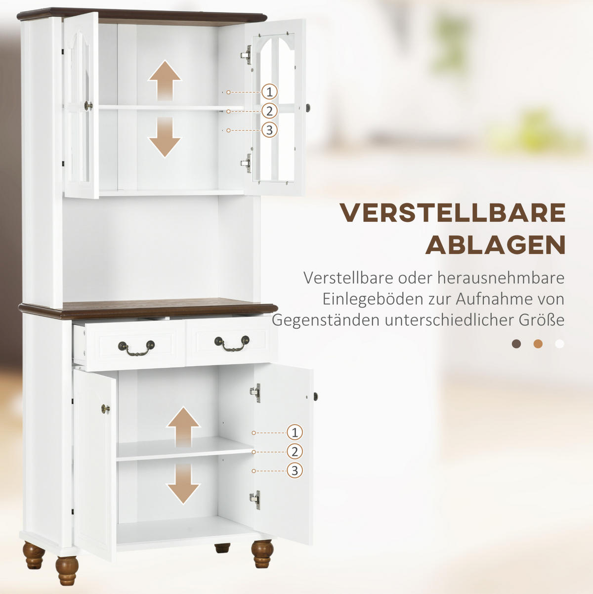 VITRINENSCHRANK mit 2 Schubladen 76 x 38 x 182 cm Weiß - Weiß, Holz (38/182/76cm) - Beauniv