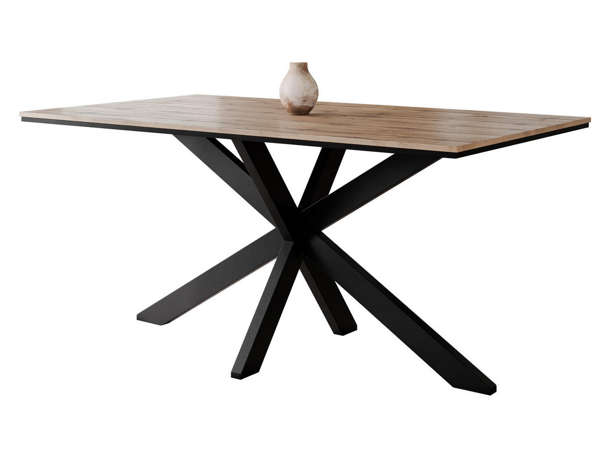 ESSTISCH Wero - Eiche Wotan/Schwarz, Holzwerkstoff/Metall (90/160/74cm) - MIRJAN24