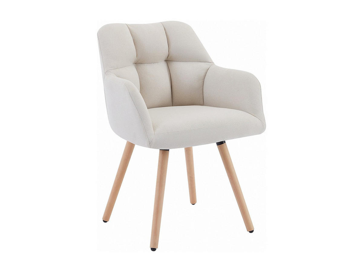 STUHL mit Armlehnen 6er-Set - Stoff & Buchenholz - Beige - PEGA - Beige, Textil (57.5/81/58cm) - Vente-Unique