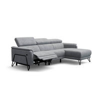 ECKSOFA RODEN 4-Sitzer mit Relax, hellgrau, Veloursstoff - Hellgrau, Holz/Textil (268/92cm) - Wozimo
