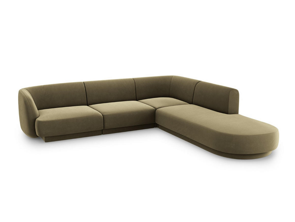 ECKSOFA rechts Miley aus Samt grün 6 Sitzplätze - Grün, Textil (248/255cm) - Micadoni