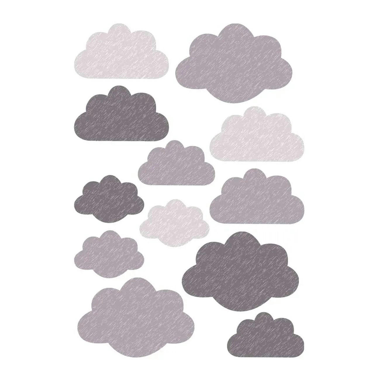 KINDERZIMMER WANDSTICKER Wolken-Design, grau - Grau, Kunststoff (48/5.5/46cm) - Buokids