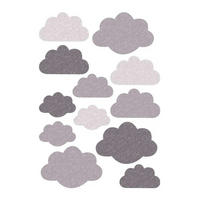 KINDERZIMMER WANDSTICKER Wolken-Design, grau - Grau, Kunststoff (48/5.5/46cm) - Buokids