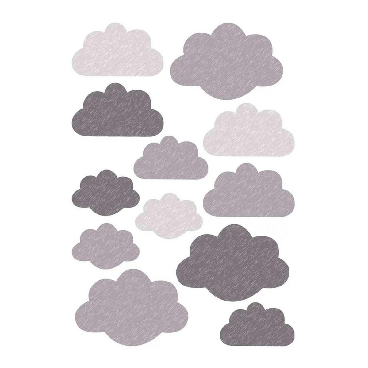 KINDERZIMMER WANDSTICKER Wolken-Design, grau - Grau, Kunststoff (48/5.5/46cm) - Buokids