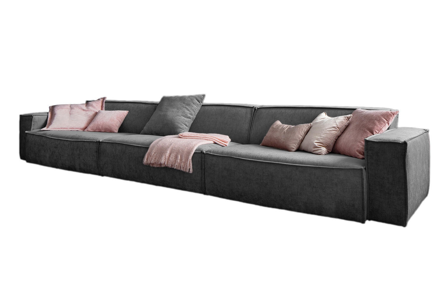 RIESENSOFA SAMU Grau Webstoff - Schwarz/Grau, Textil (418/72/106cm) - KAWOLA