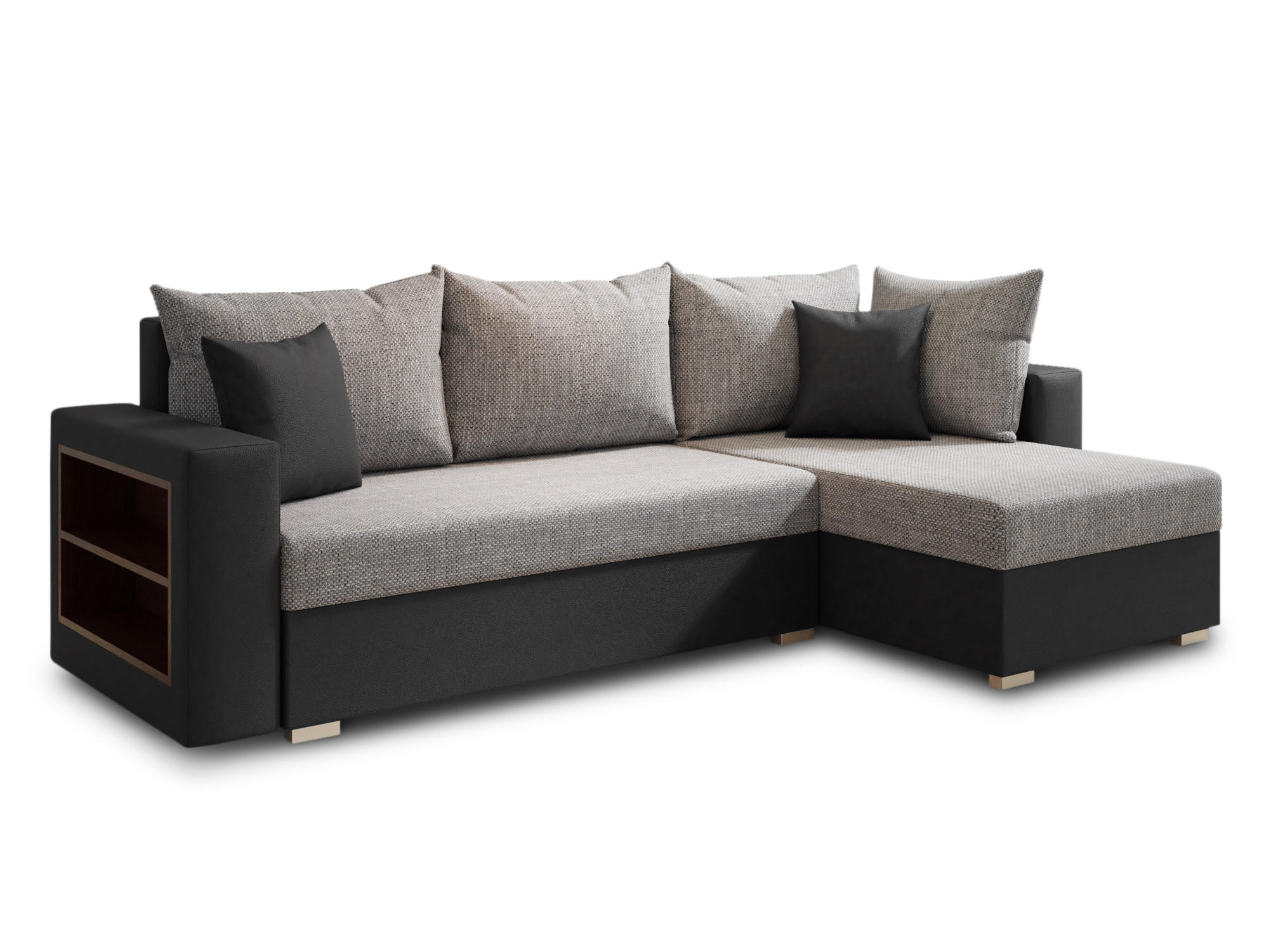 ECKSOFA Lord, Seite: Rechts - Schwarz/Grau, Holz/Textil (238/141cm) - Sofnet