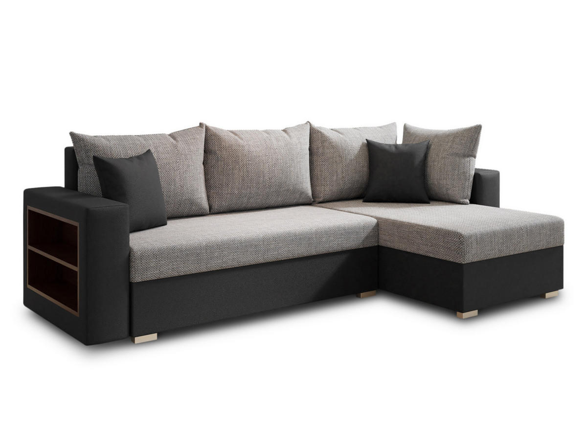 ECKSOFA Lord, Seite: Rechts - Schwarz/Grau, Holz/Textil (238/141cm) - Sofnet