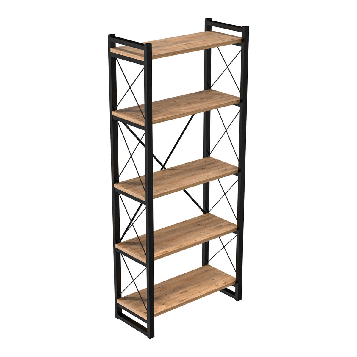 STANDREGAL Skørping - Schwarz/Braun, Holzwerkstoff/Metall (65/180/30cm) - [en.casa]
