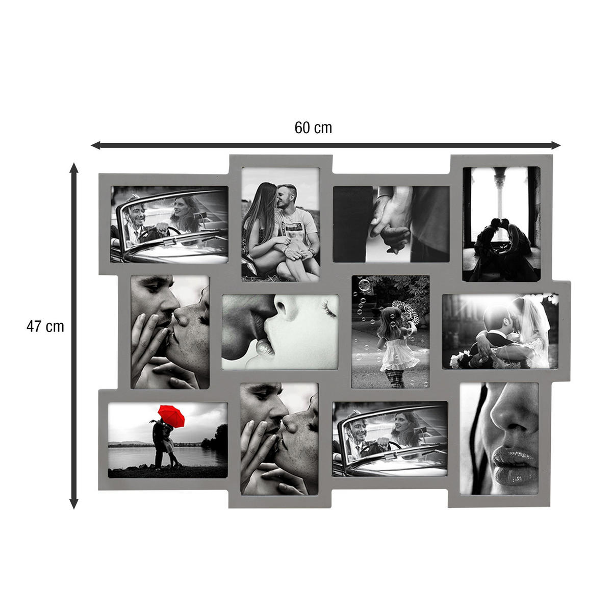 MULTIRAHMEN Grau 2/60/47 cm - Grau, Holzwerkstoff (2/47/60cm) - Mobili Rebecca