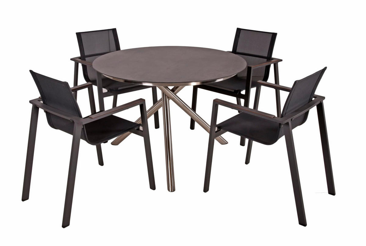 GARTEN-SITZGRUPPE Hector 5-teilig Gartenmöbel-Set - Schwarz, Kunststoff - DELUKE